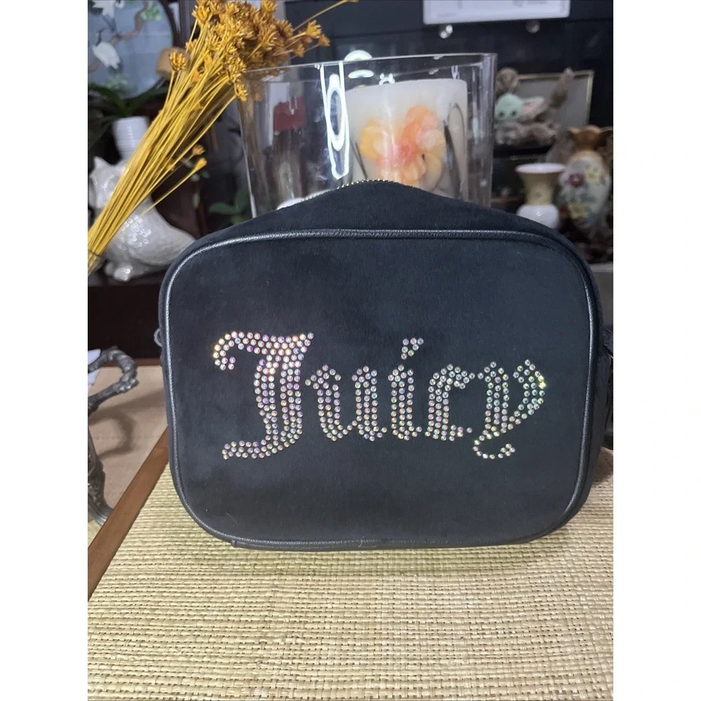 Juicy Couture Obsession Crossbody Camera Bag‎ Black Velour NWOT